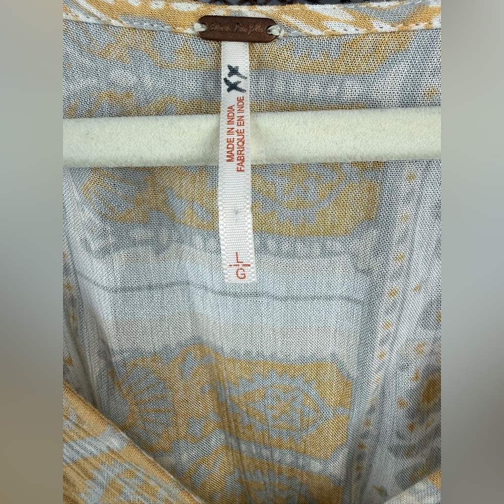 Free People Rosalie Wrap Blouse Ivory Combo Boho Size L - Picture 7 of 8